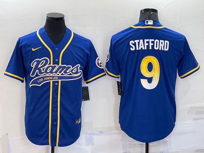 Men Los Angeles Rams #9 Stafford Blue 2022 Nike Co branded NFL Jerseys->los angeles rams->NFL Jersey